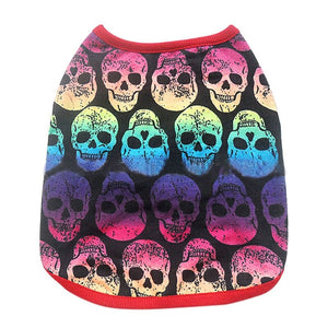 GeckoCustom New Summer Pet Dog Vest Cat Clothes Cartoon Skull Vest Clothes For Dogs Cat T-shirt Soft Puppy Dogs Clothing Shirt Vest 2XS-5XL 8 / XS