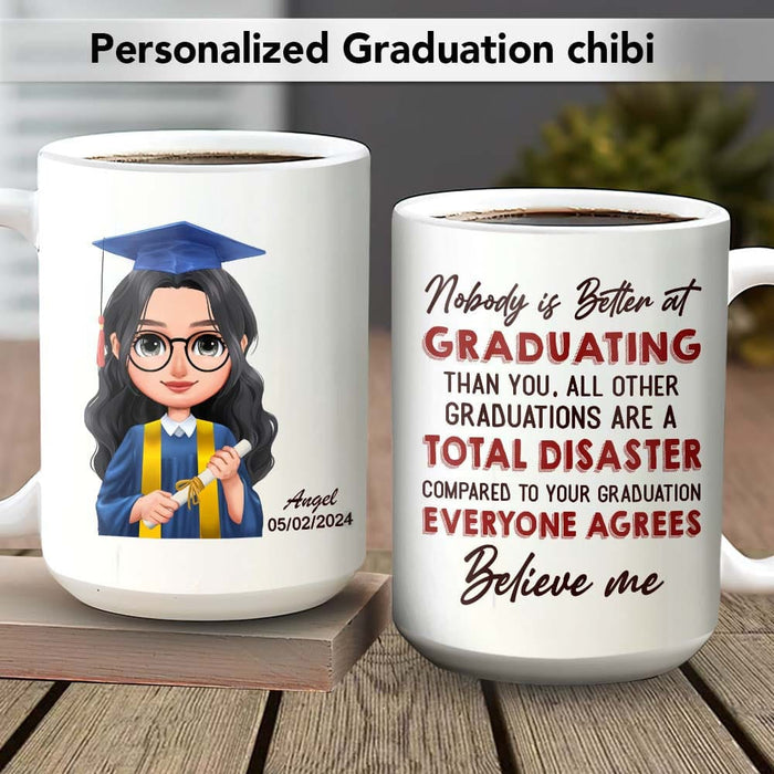 GeckoCustom No Body Is Better At Graduating Than You Graduation mug, Custom Chibi ClipArt HN590