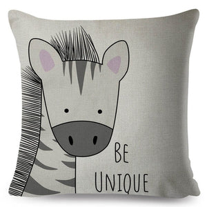 GeckoCustom Nordic Zebra Hippo Giraffe Lion Crocodile Pillow Case Decor Animal Cushion Cover for Sofa Pillowcase Pillow Covers 45x45cm 01 / 40X40CM