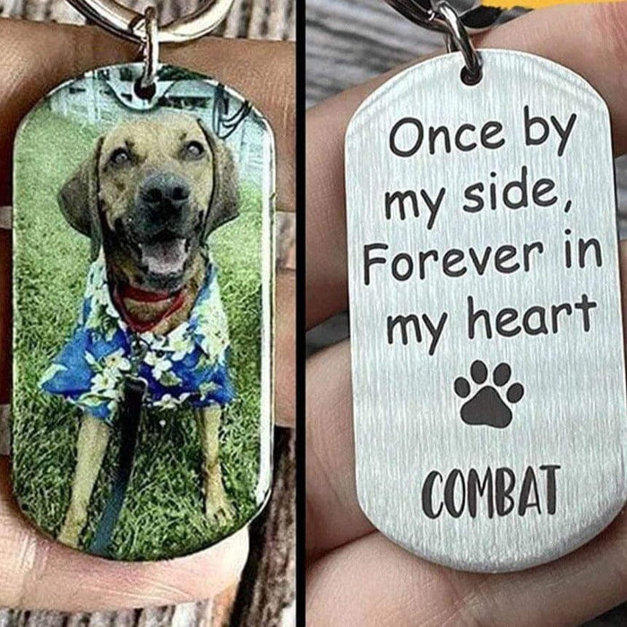 GeckoCustom Once By My Side Forever In My Heart Metal Keychain For Dog Lovers N369 888001 No Gift Box / Pack 1