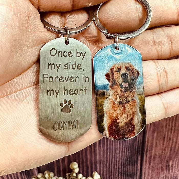 GeckoCustom Once By My Side Forever In My Heart Metal Keychain For Dog Lovers N369 888001