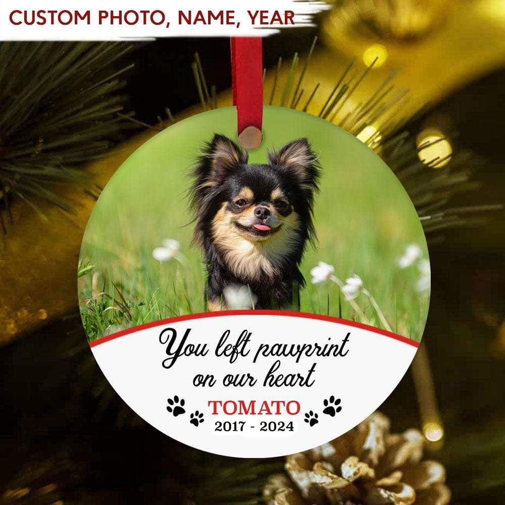 GeckoCustom Our Favourite Hello Our Hardness Goodbye Loss Dog Ornament HN590 891349 2.75" tall - 0.125" thick