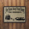 GeckoCustom Our Home Away From Home Personalized Custom RV Camping Doormats H595