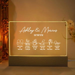 GeckoCustom Our Story So Far Timeline Couple Family Acrylic Plaque LED Night Light Personalized Gift N304 889996 Acrylic / 7.9"x4.5"