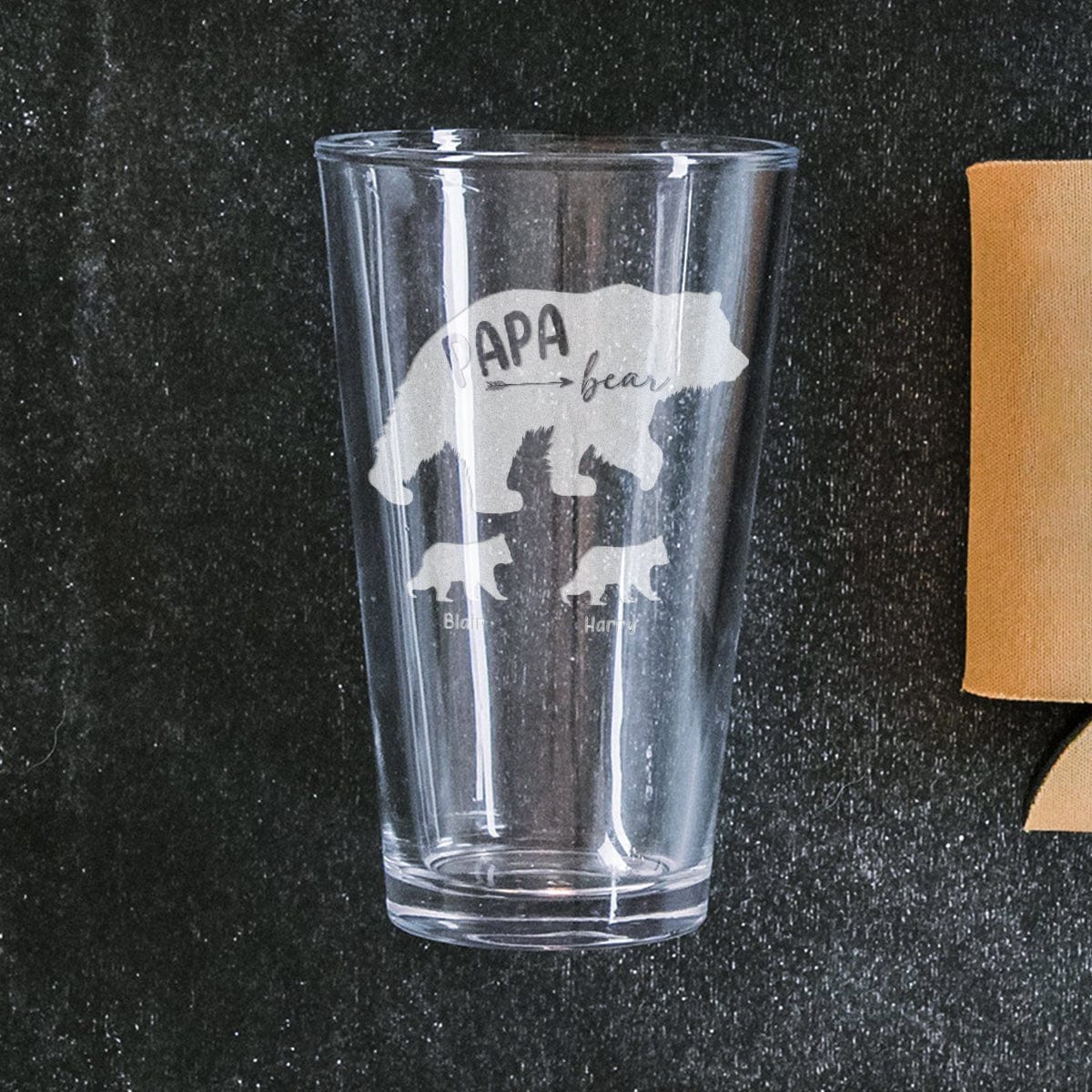 GeckoCustom Papa Bear Personalized Gift Print Beer Glass HA75 890554 16oz
