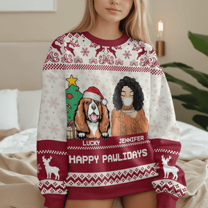 GeckoCustom Pawlidays With Dogs All-Over-Print Ugly Sweater HO82 893146