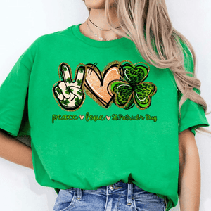 GeckoCustom Peace Love St. Patrick's Day Irish Shirt HO82 893406 Basic Tee / Irish Green / S