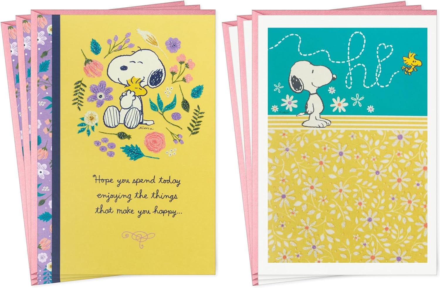 GeckoCustom Peanuts Snoopy Card Pack (6 Cards with Envelopes) for Mother'S Day, Just Because Peanuts Mother'S Day