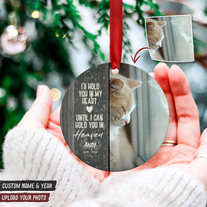 GeckoCustom Personalize Photo You Left Paw Prints On Our Hearts Dog Cat Wood Ornament DA199 HN590