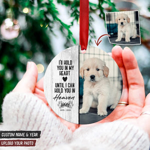 GeckoCustom Personalize Photo You Left Paw Prints On Our Hearts Dog Cat Wood Ornament DA199 HN590
