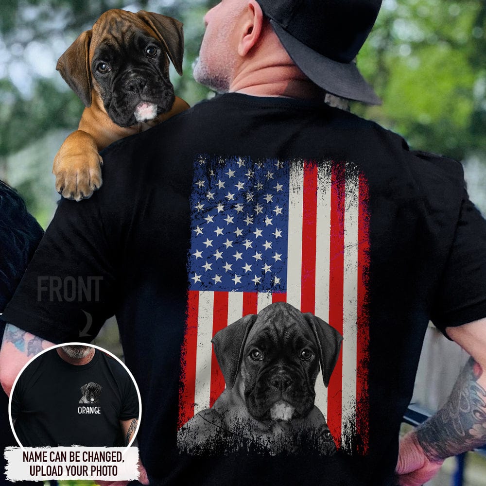 GeckoCustom Personalized America Flag Shirt Photo Dog Cat N369 888305