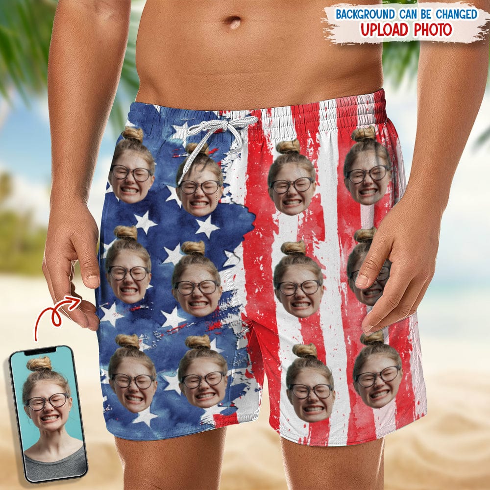 GeckoCustom Personalized Beach Short With Pattern US Flag N369 889273 120728