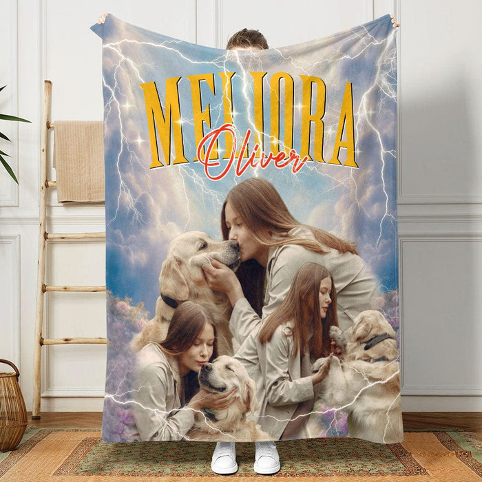 GeckoCustom Personalized Blanket Custom Photo And Name With Design Vintage Style N369 889950