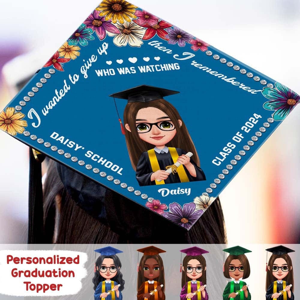 GeckoCustom Personalized Chibi Girl Graduation Topper Graduation Gift HN590 9.5"x9.5"