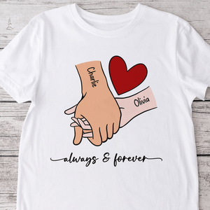 GeckoCustom Personalized Couple Holding Hands Red Heart Valentine's Day Shirt TH10 892283