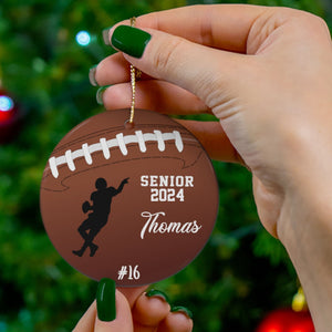 GeckoCustom Personalized Custom Football Ornament H526 2.75" tall - 0.125" thick