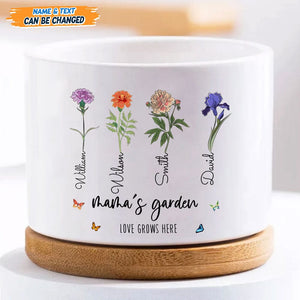 GeckoCustom Personalized Custom Name And Flower Branches Family Plant Pot T368 889455 8 x 6 cm