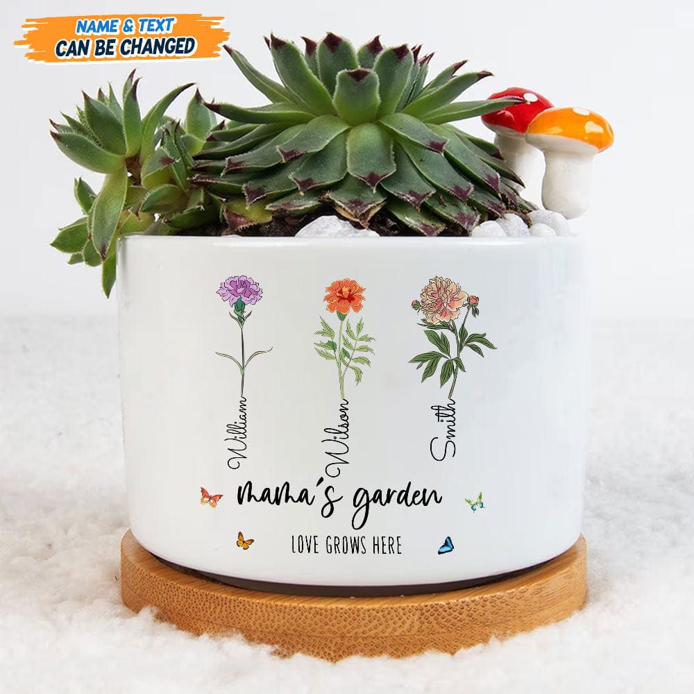 personalized succulent pot Personalized Custom Name And Flower Branches Family Plant Pot T368 889455