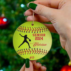 GeckoCustom Personalized Custom Softball Ornaments H526 2.75" tall - 0.125" thick