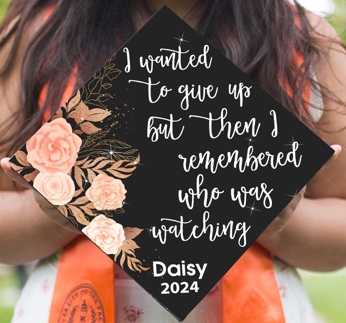 GeckoCustom Personalized Custom Text I Wanted To Give Up Graduation Topper HN590 9.5"x9.5"