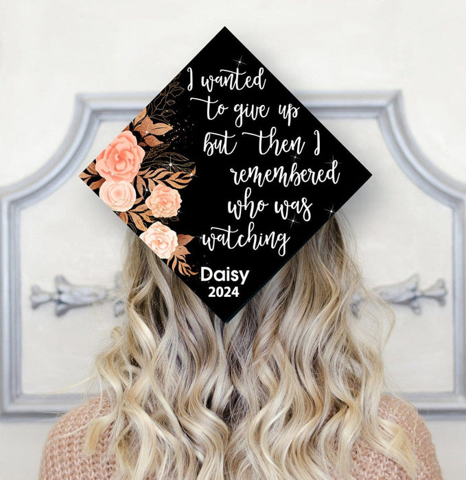 GeckoCustom Personalized Custom Text I Wanted To Give Up Graduation Topper HN590 9.5"x9.5"