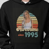GeckoCustom Personalized Custom Vintage Retro Photo Shirt, Awesome Since Upload Photo, Photo Print Shirt Pullover Hoodie / Black Colour / S