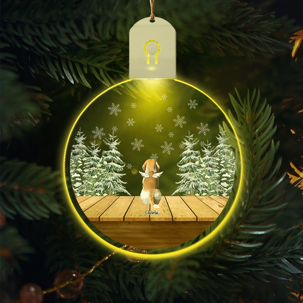 GeckoCustom Personalized Dog Angels Memorial Circle Led Acrylic Ornament HA75 891676 3 inches