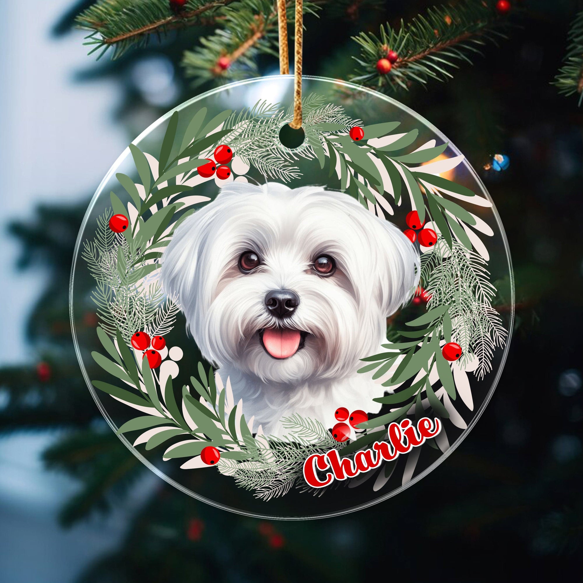 GeckoCustom Personalized Dog Christmas Acrylic Ornament HA75 891574