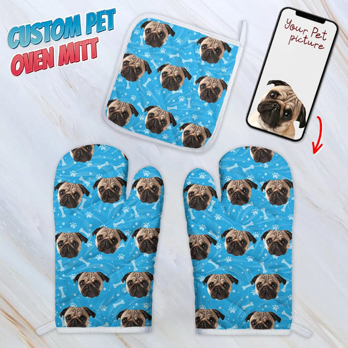 GeckoCustom Personalized Dog Photo With Accessory Pattern Oven Mitt DA199 889068 2 Oven Mitts & 1 Pot Holder (Favorite)