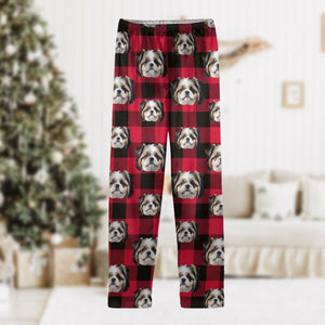GeckoCustom Personalized Dog Photo With Colorful Background For Family Pajamas N304 889700 For Adult / Only Pants / S