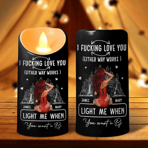 GeckoCustom Personalized F*ck Love You Light When You Want Me Naked LED Candle HA75 891840 4 inch