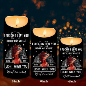 GeckoCustom Personalized F*ck Love You Light When You Want Me Naked LED Candle HA75 891840