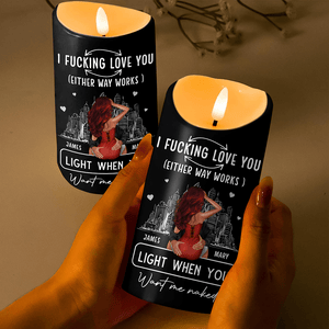 GeckoCustom Personalized F*ck Love You Light When You Want Me Naked LED Candle HA75 891840