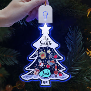 GeckoCustom Personalized Family Name Christmas Light Bulb 4D Shake Acrylic LED Ornament TH10 891929 3 inches