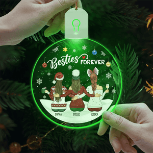 GeckoCustom Personalized Gift Besties Forever Christmas Circle Led Acrylic Ornament For Besties HO82 891935 3 inches