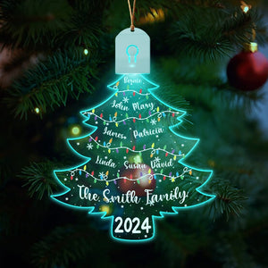 GeckoCustom Personalized Gift Christmas Tree With Family Names And Led Light Led Acrylic Ornament HA75 891901 3 inches