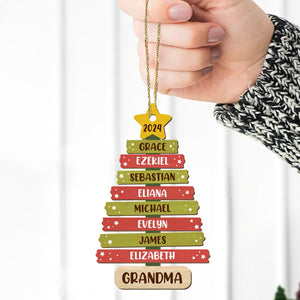 GeckoCustom Personalized Gift Family Name Christmas Tree Wooden Ornament HO82 891743 4"