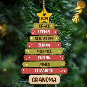 GeckoCustom Personalized Gift Family Name Christmas Tree Wooden Ornament HO82 891743 4"