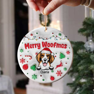 GeckoCustom Personalized Gift Merry Woofmas Dog 3D Inflated Effect Printed Ornament For Dog Lovers HA75 891825 3 inch