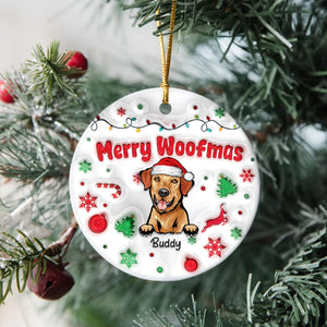 GeckoCustom Personalized Gift Merry Woofmas Dog 3D Inflated Effect Printed Ornament For Dog Lovers HA75 891825 3 inch