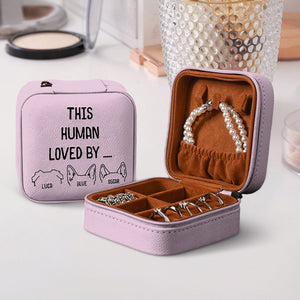 GeckoCustom Personalized Gift This Human Belongs To Engraved Leather Jewelry Travel Box For Dog Cat Lovers HO82 891831 10.6*10.2*6cm / PU Leather & Pearl Velvet