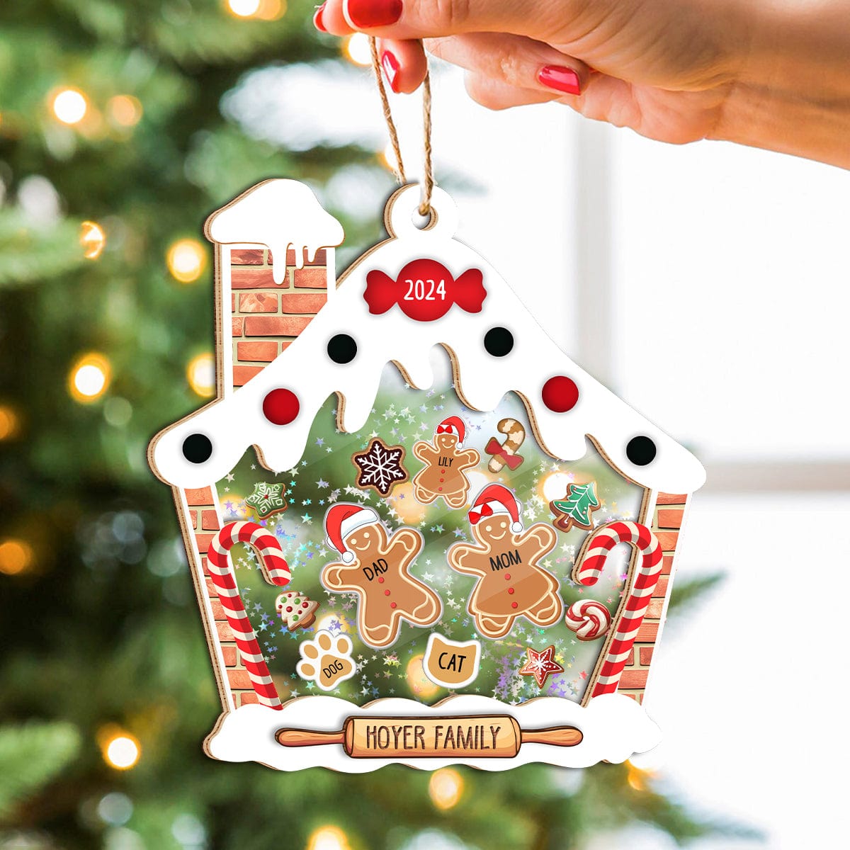 GeckoCustom Personalized Gingerbread House Family Shaker Ornament Christmas Gift HO82 893188