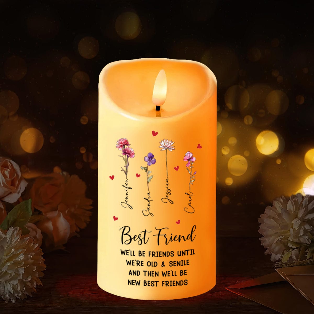 GeckoCustom Personalized Memorial Gift I’m Here For You, No Matter What LED Candle For Bestie HA75 891835