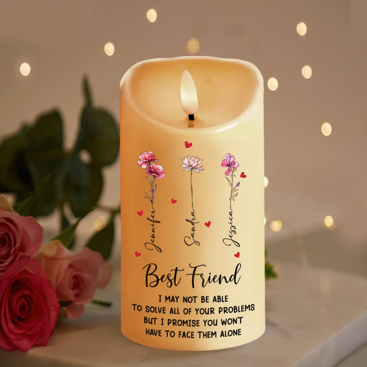 GeckoCustom Personalized Memorial Gift I’m Here For You, No Matter What LED Candle For Bestie HA75 891835