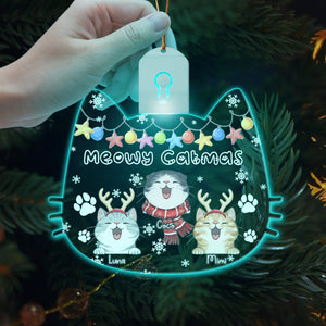 GeckoCustom Personalized Meowy Catmas Funny Cartoon Cats Led Light Ornament Funny Gift For Cat Lovers HO82 893338 3 inches