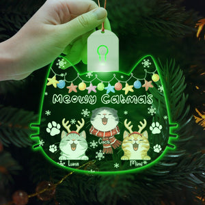 GeckoCustom Personalized Meowy Catmas Funny Cartoon Cats Led Light Ornament Funny Gift For Cat Lovers HO82 893338 3 inches