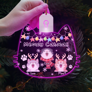 GeckoCustom Personalized Meowy Catmas Funny Cartoon Cats Led Light Ornament Funny Gift For Cat Lovers HO82 893338 3 inches