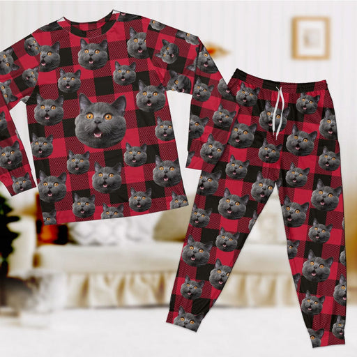 GeckoCustom Personalized Pet Photo Family For Cat Lovers Pajamas N304 889732 Combo Shirt And Pants (Favorite) / S