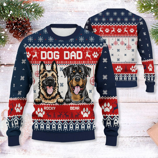 GeckoCustom Personalized Photo Dog Dad Dog Mom Ugly Sweater DA199 889929