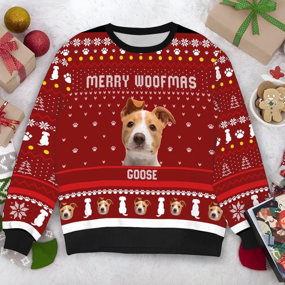 GeckoCustom Personalized Photo Merry Woofmas Dog Sweater DA199 889903